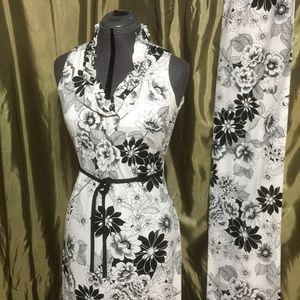 Vintage black & white floral maxi dress